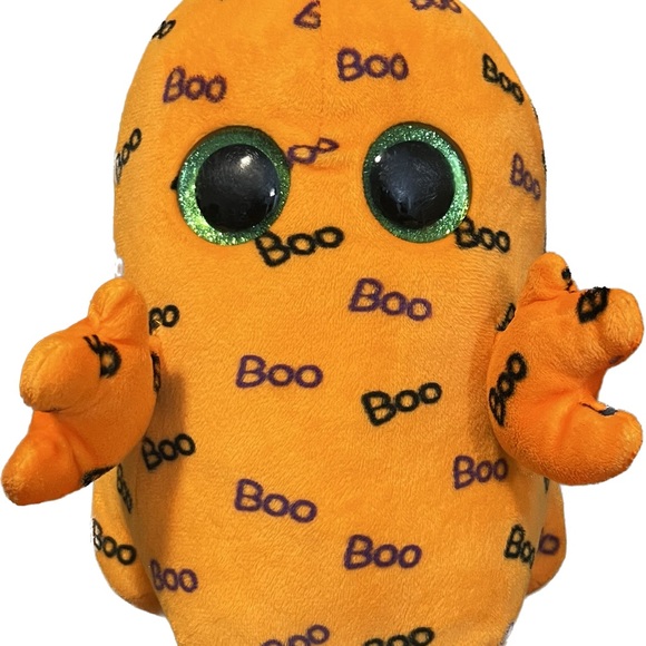 Halloween Plush Ty Inc Beanie Boos Ghoulie the Orange Ghost - Picture 1 of 3